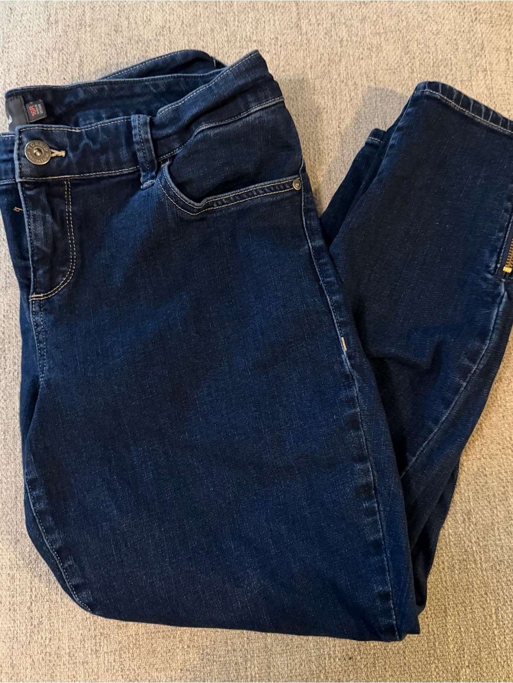 Torrid Dark Blue Skinny Crop Jeans with Ankle Zip Detail